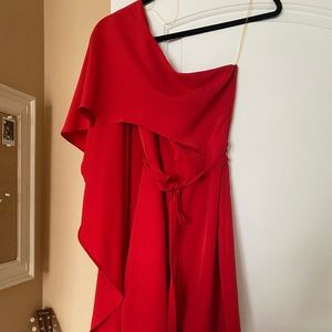 WORN ONCE one shoulder dress with cape arm